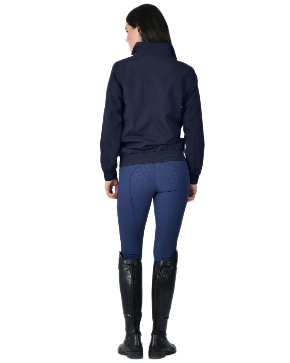 Navy coloured WeatherBeeta Womens Waterproof Team Jacket on white background