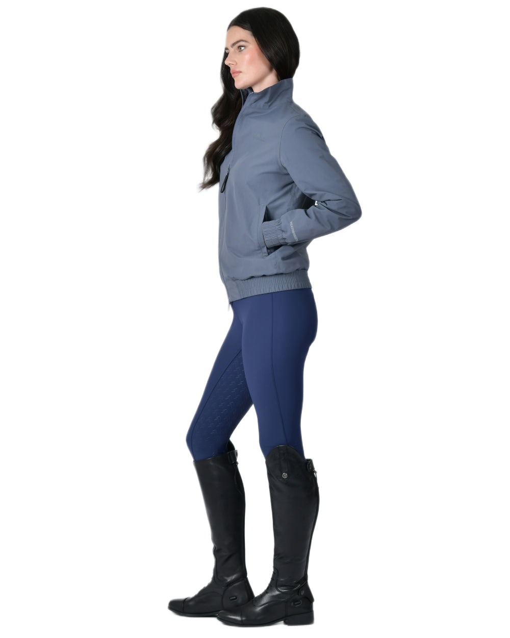 Slate Blue coloured WeatherBeeta Womens Waterproof Team Jacket on white background