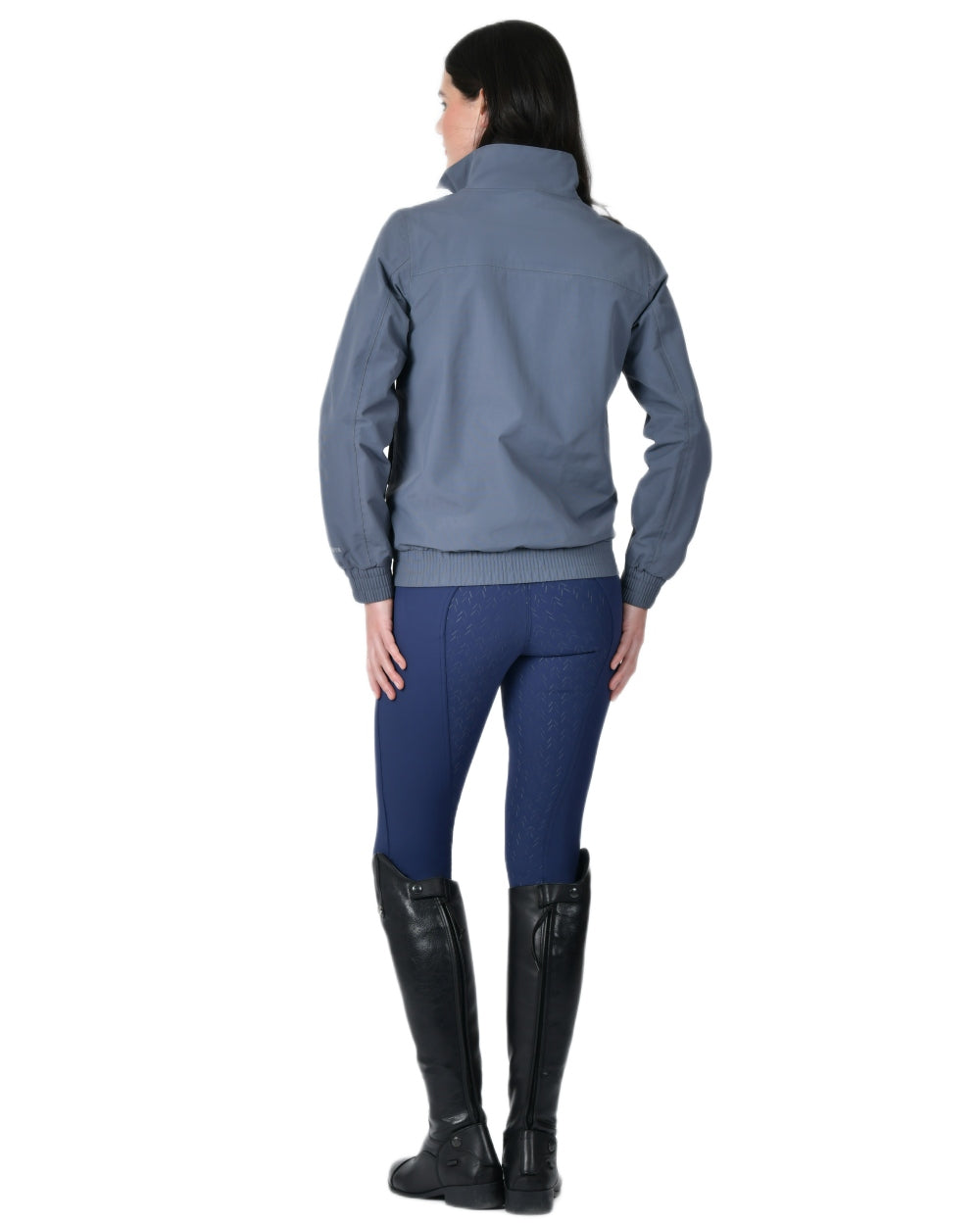 Slate Blue coloured WeatherBeeta Womens Waterproof Team Jacket on white background