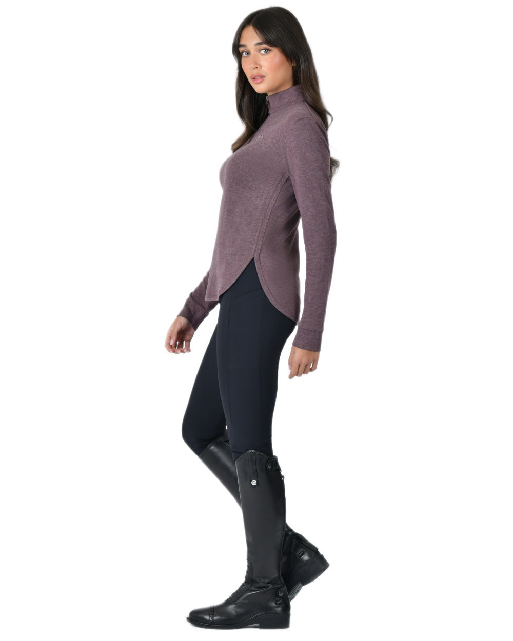Mulberry Marle coloured Weatherbeeta Womens London Layer Long Sleeve Top on white background
