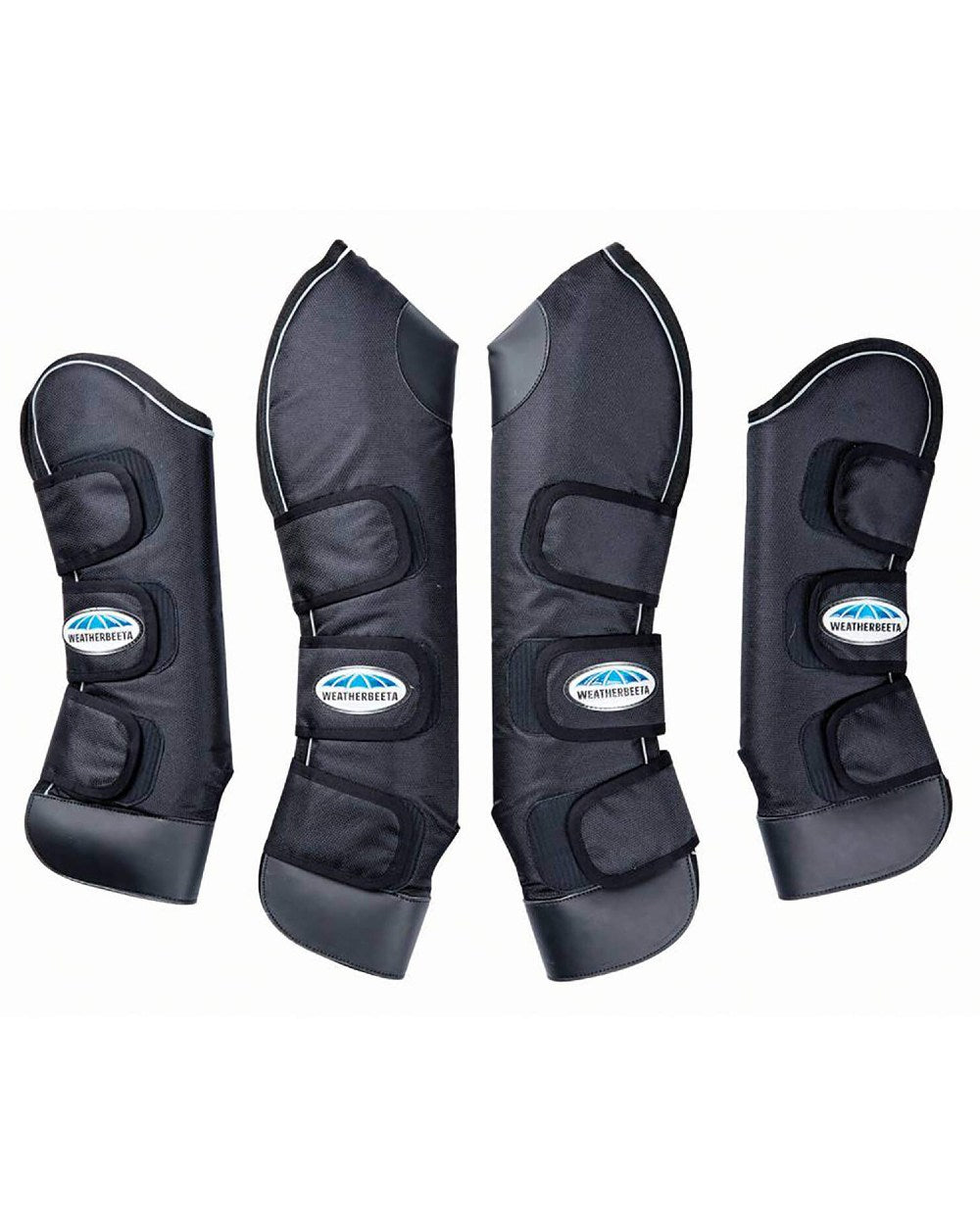 Black coloured WeatherBeeta Deluxe Travel Boots on white background
