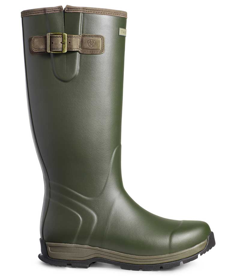 Wonderful Wellingtons are Wellies Too. Green adjustable welly on white background.
