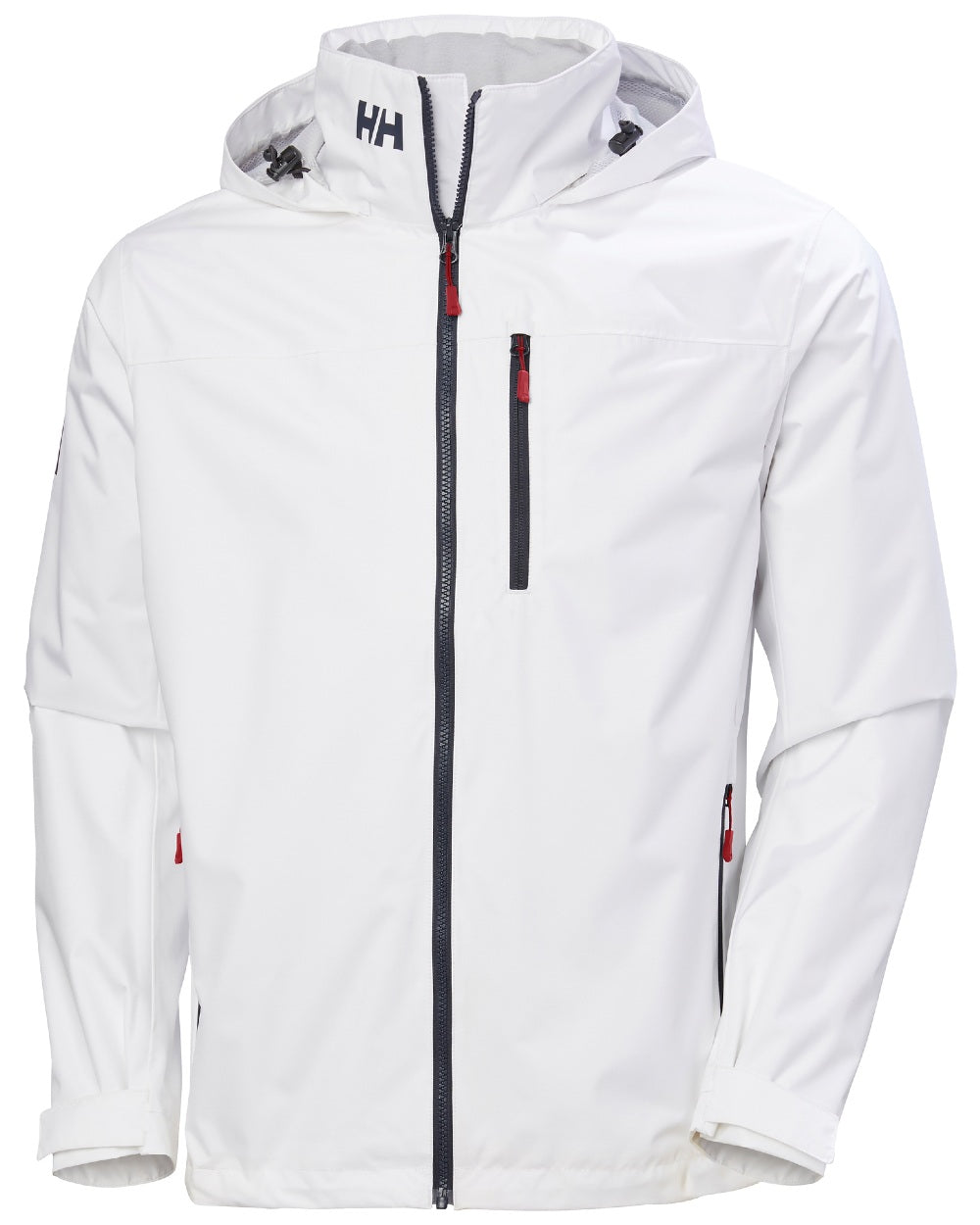 White coloured Helly Hansen Mens Crew Hooded Jacket 2.0 on white background