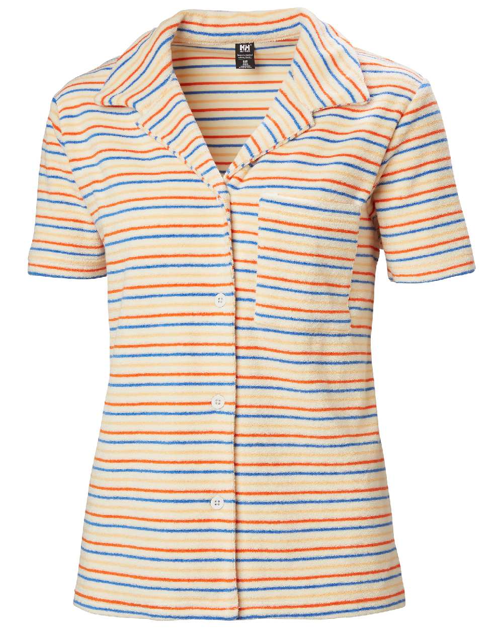 Snow Multistripe coloured Helly Hansen womens siren towelling shirt on white background