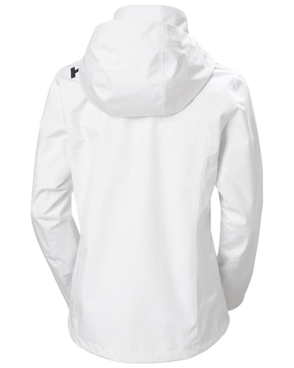 White coloured Helly Hansen womens crew hooded sailing jacket 2.0 on white background 