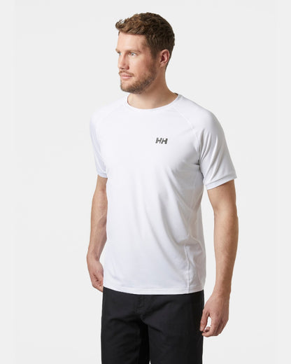 White coloured Helly Hansen Mens HP Ocean T-Shirt 2.0 on grey background 