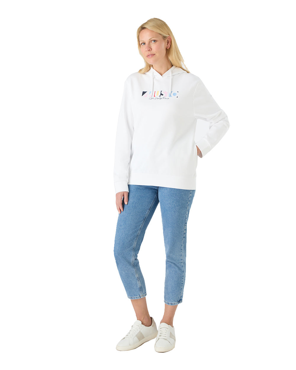 White Coloured Musto Womens 1964 Hoodie On A White Background