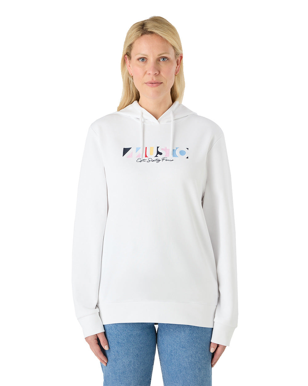 White Coloured Musto Womens 1964 Hoodie On A White Background