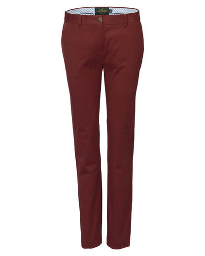 Wine Coloured Laksen Pennyton Chino Trousers On A White Background 