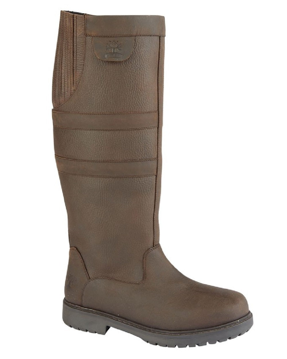 Brown Waxy coloured Woodland Hailey High Leg Leather Boots on white background