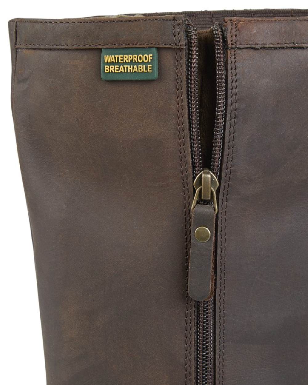Dark Brown coloured Woodland Mens Blake Waxy Leather Country Boots on white background