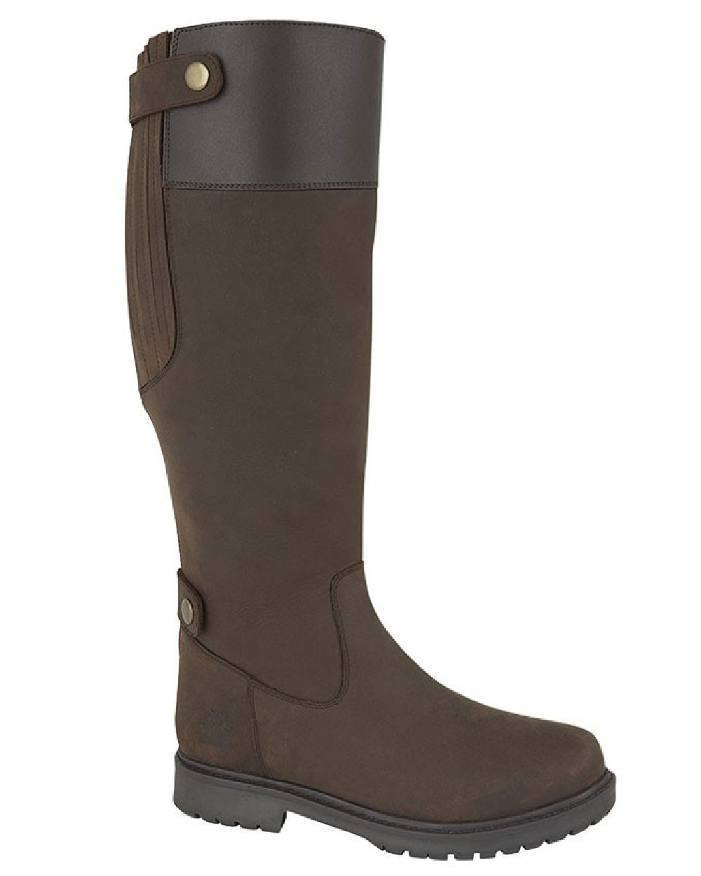 Dark Brown coloured Woodland Womens Harper Back Zip Gusset Country Boots on white background