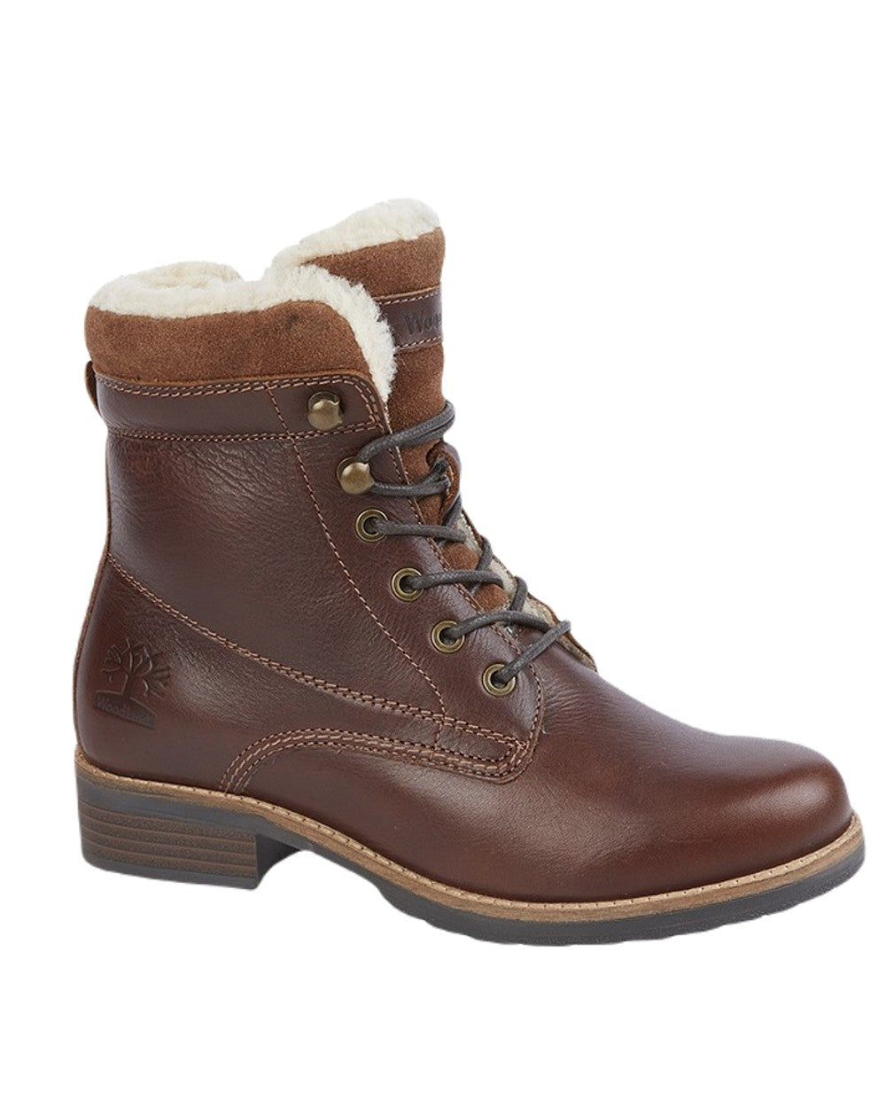 Dark Brown Coloured Woodland High Ankle Country Boots on White Background