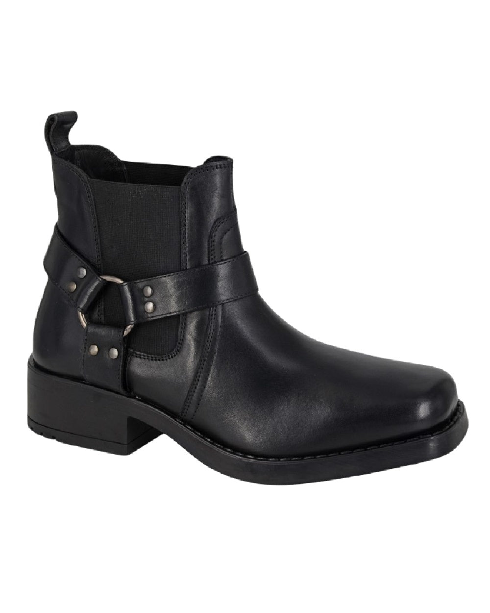 Woodland Low Harley Gusset Harness Boots In Black
