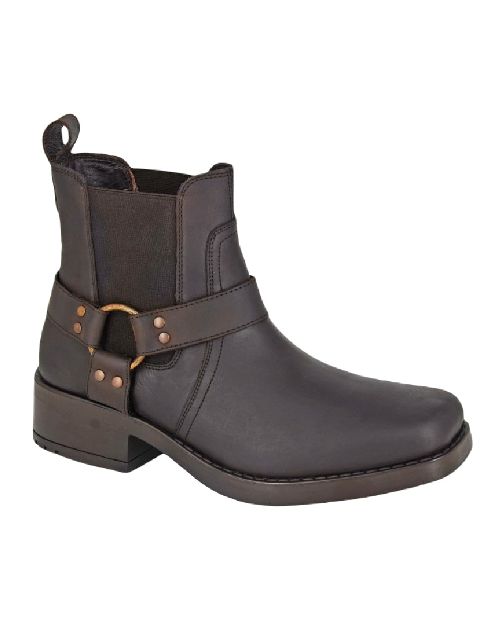 Woodland Low Harley Gusset Harness Boots In Brown
