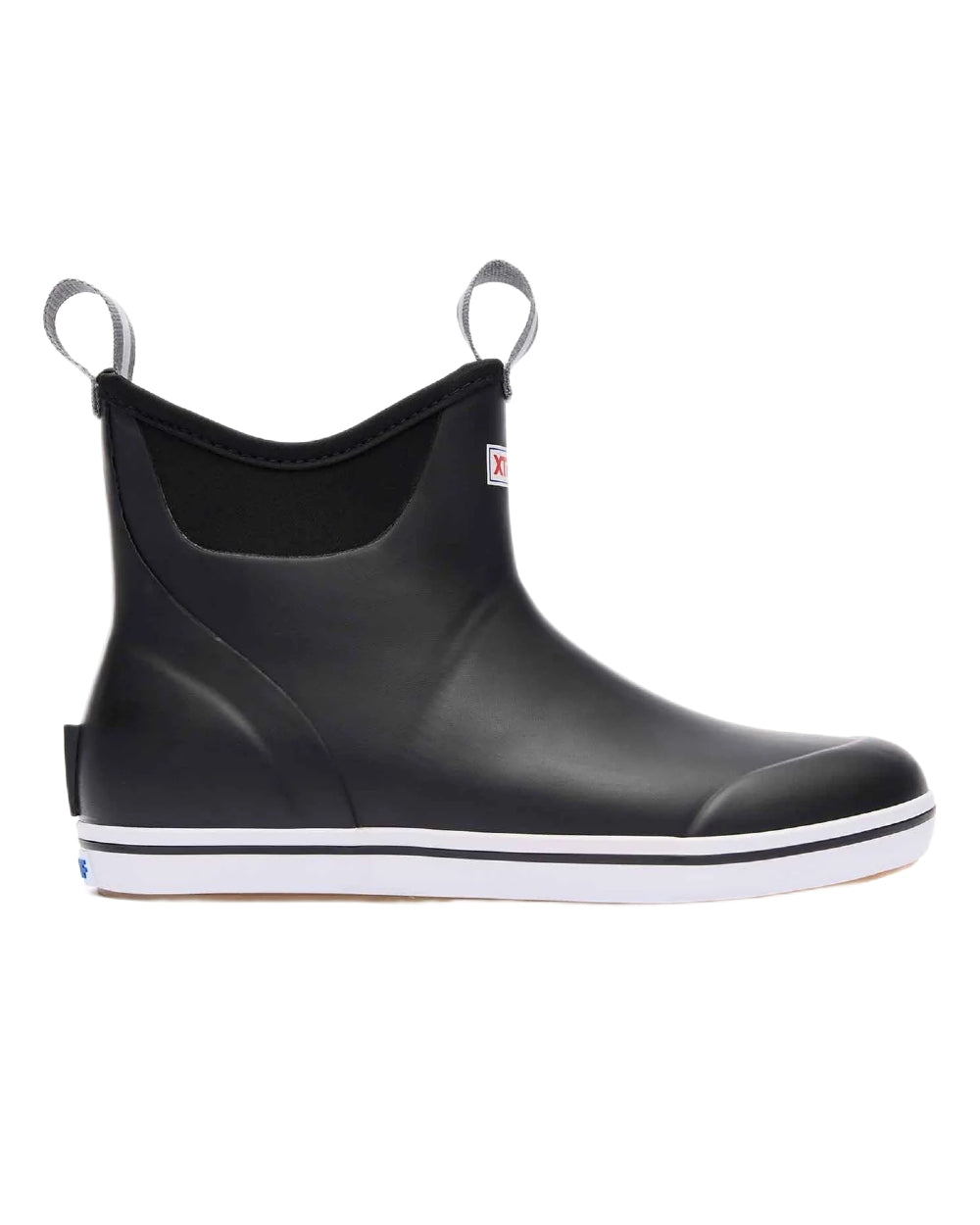 Black Coloured Xtratuf Mens 6 Ankle Deck Boots on white background