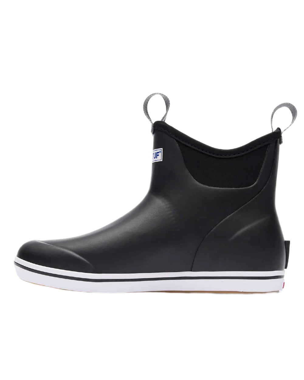 Black Coloured Xtratuf Mens 6 Ankle Deck Boots on white background