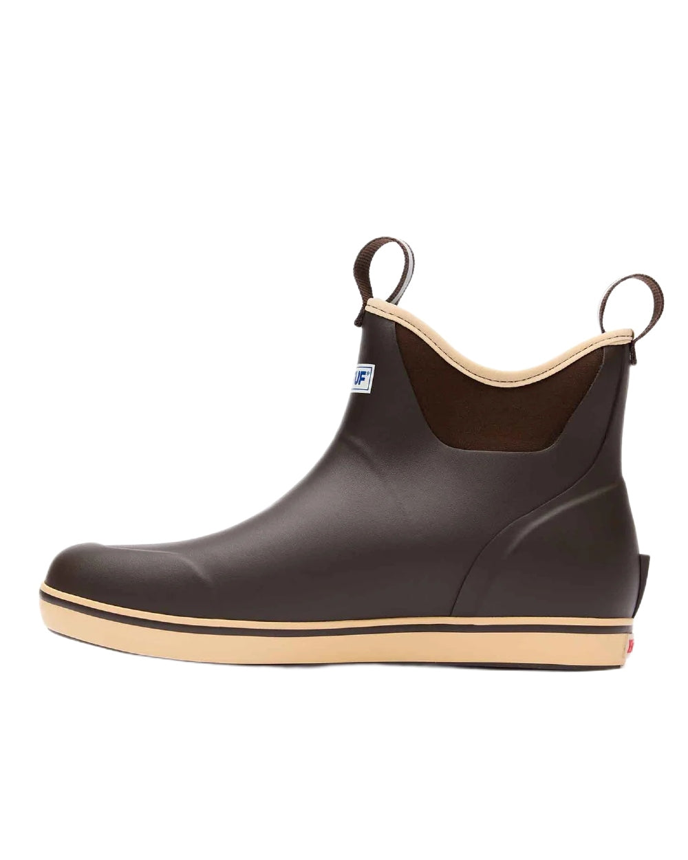 Chocolate Tan Coloured Xtratuf Mens 6" Ankle Deck Boots on white background