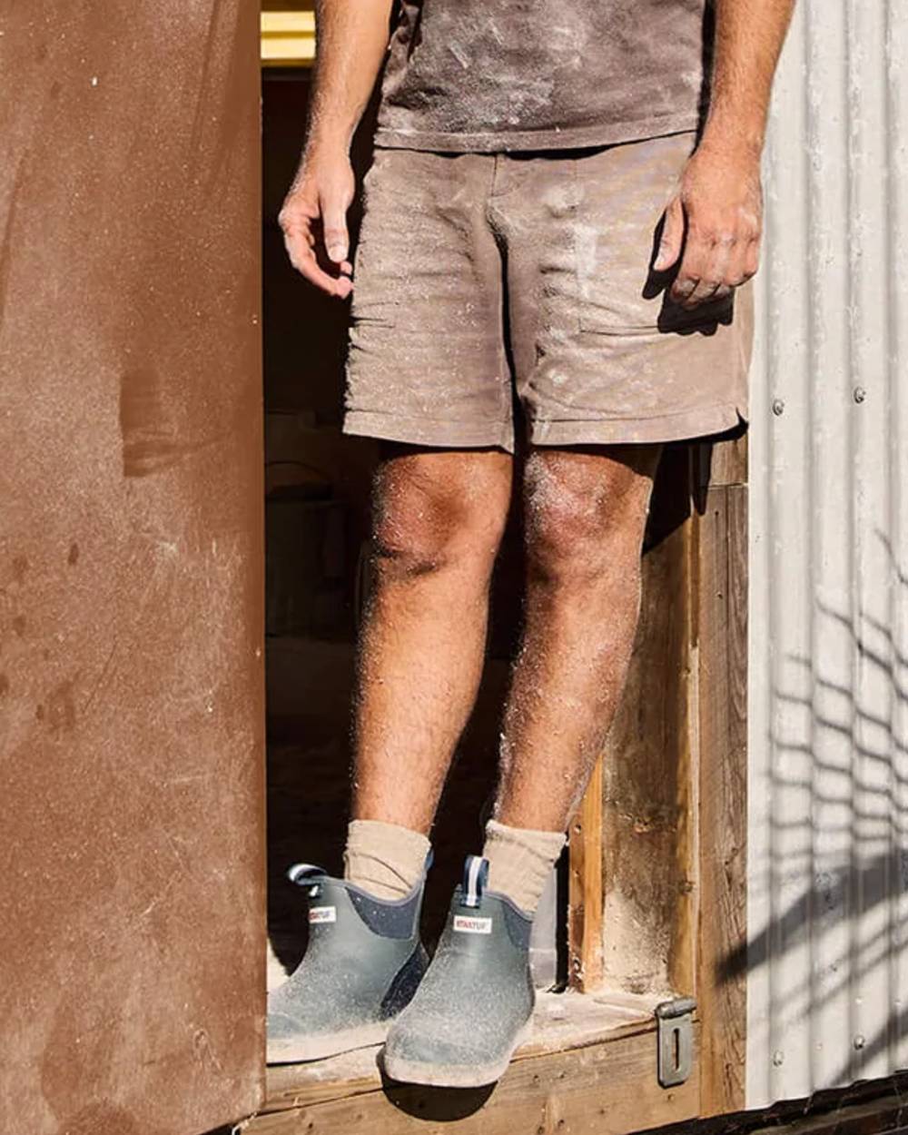 Stormy Coloured Xtratuf Mens 6 Ankle Deck Boots on outdoor background