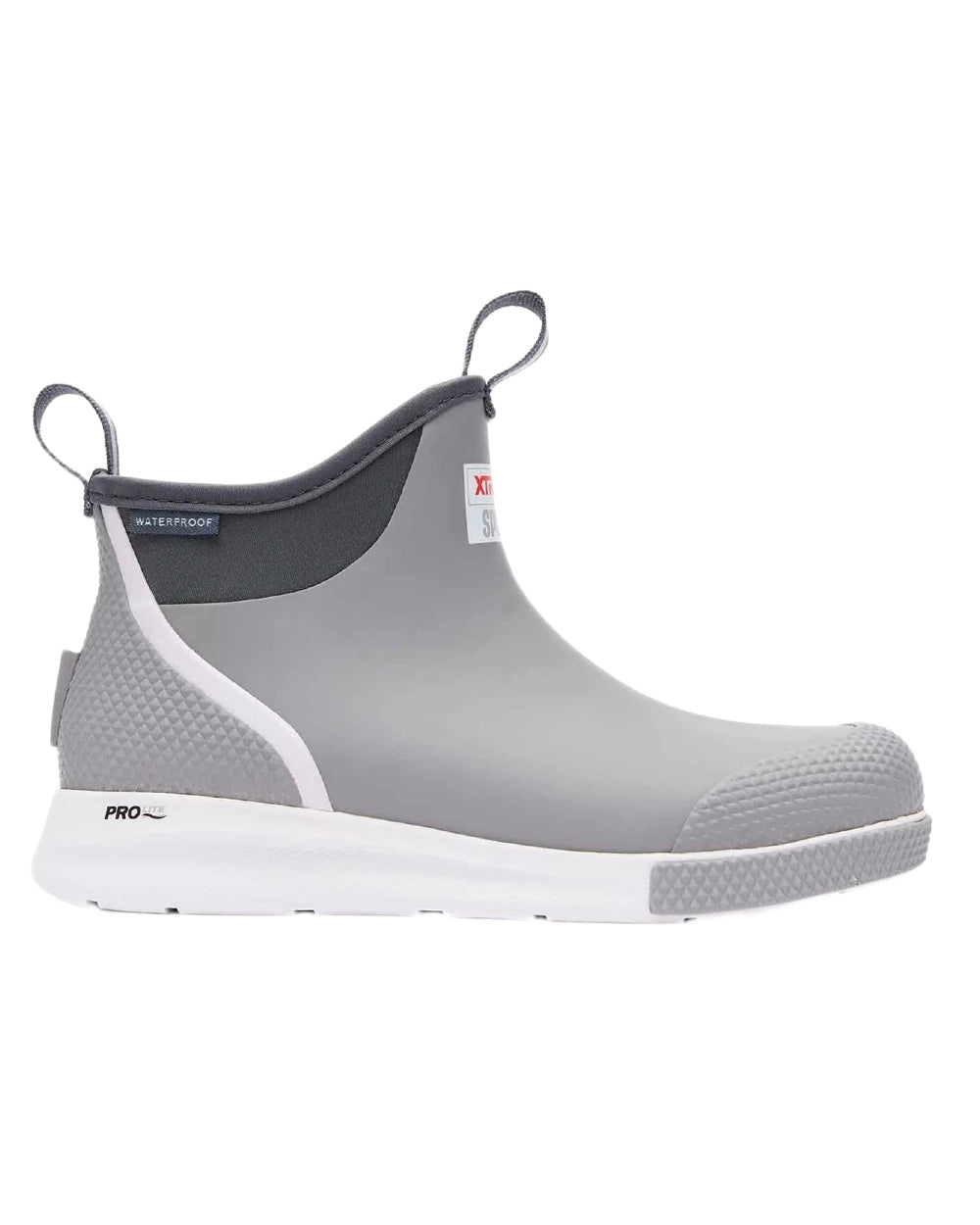 Grey Coloured Xtratuf Mens 6" Ankle Deck Sport Boots on white background