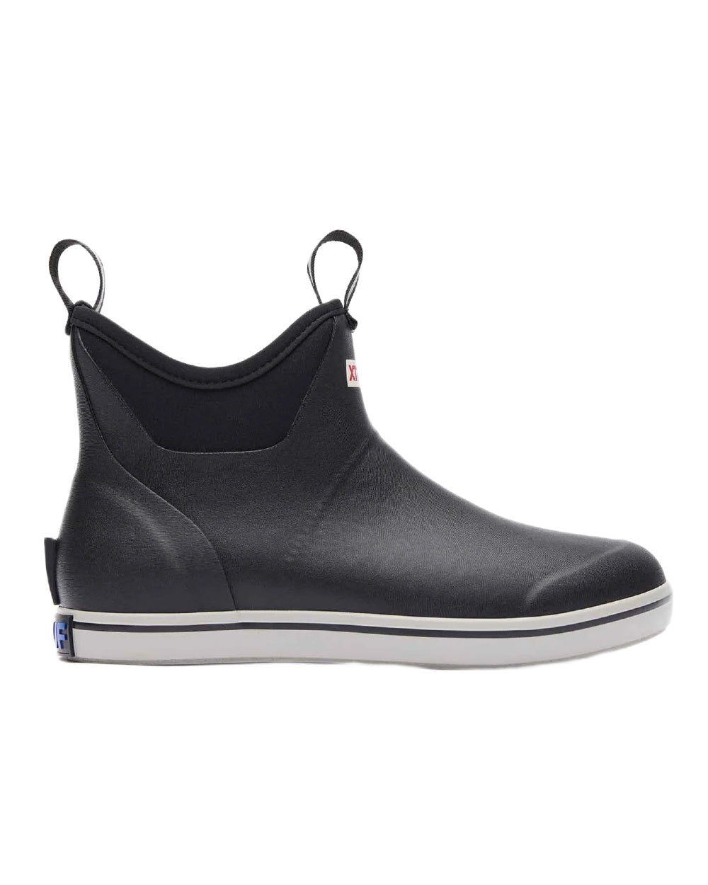 Black Coloured Xtratuf Mens Trolling Pack Fleece Lined Ankle Deck Boots on white background