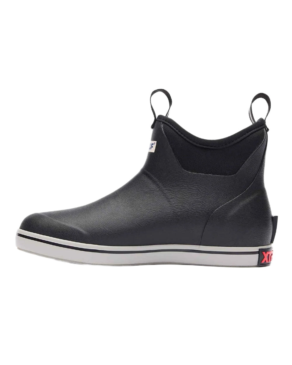 Black Coloured Xtratuf Mens Trolling Pack Fleece Lined Ankle Deck Boots on white background