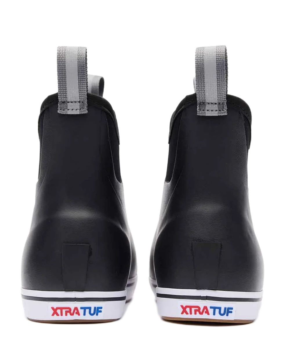 Black Coloured Xtratuf Womens 6" Ankle Deck Boots on white background