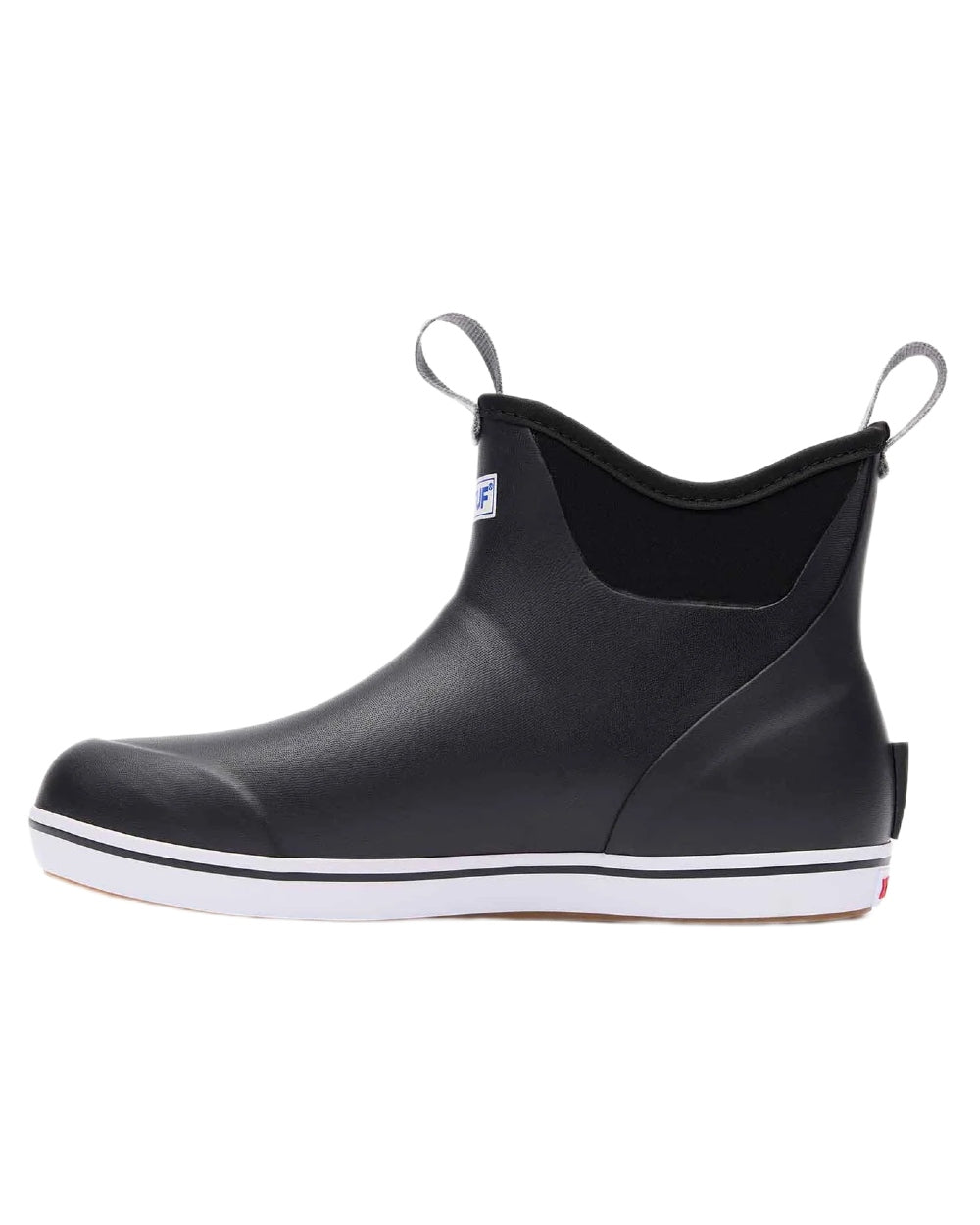 Black Coloured Xtratuf Womens 6" Ankle Deck Boots on white background