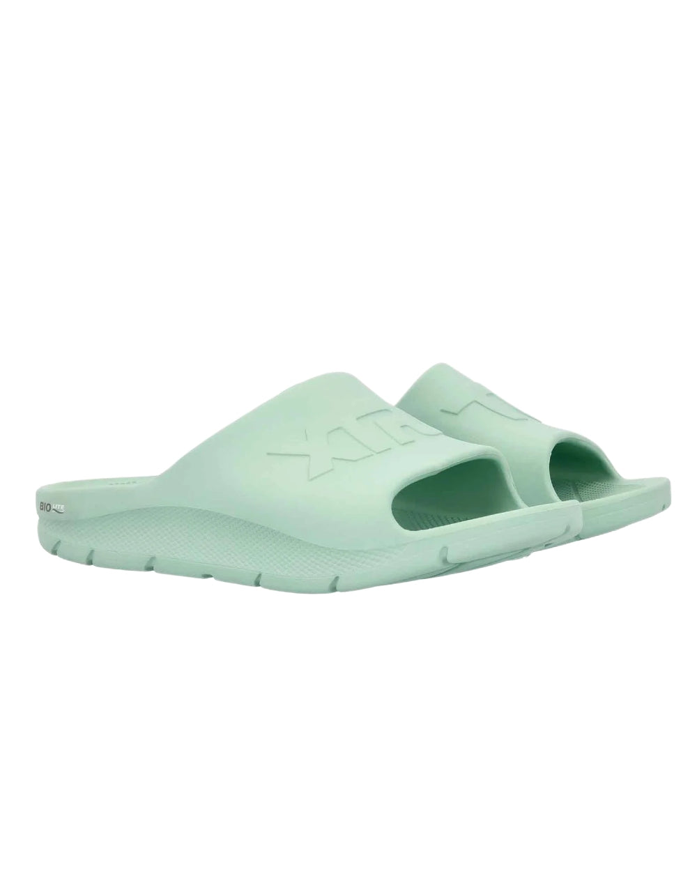 Aqua Coloured Xtratuf Womens Apres Fish Sliders on white background