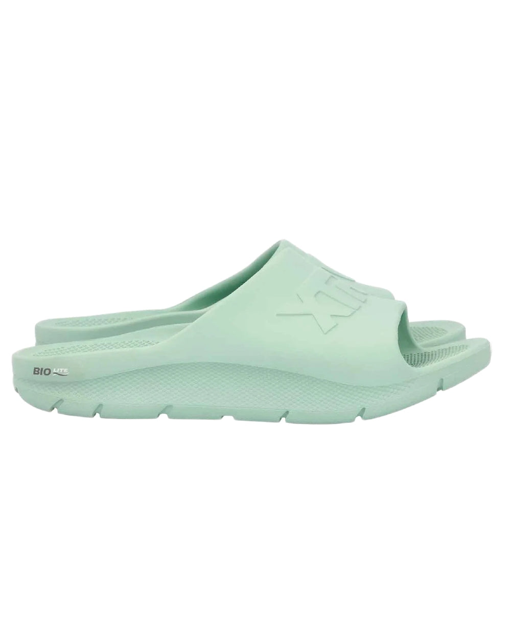 Aqua Coloured Xtratuf Womens Apres Fish Sliders on white background