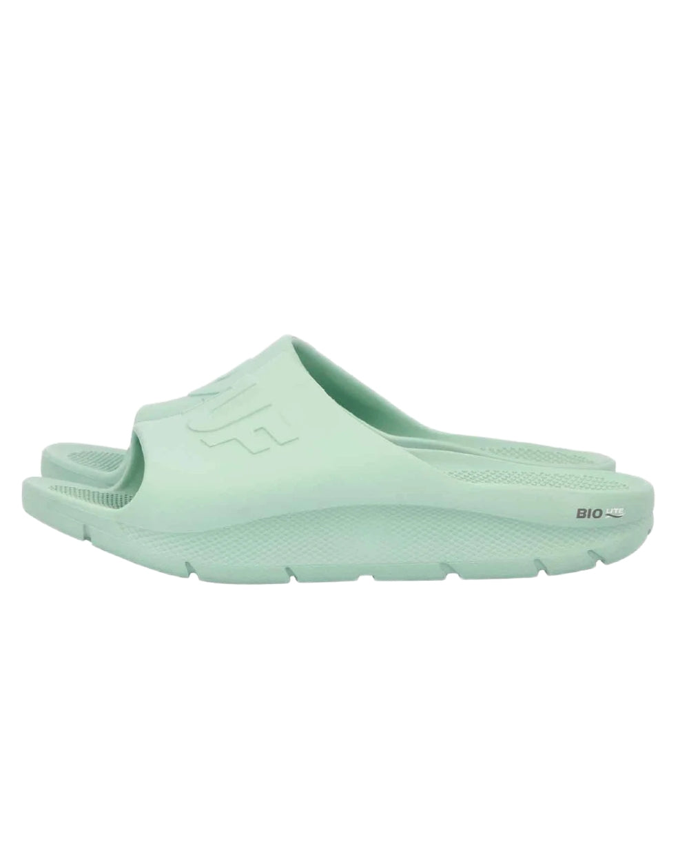 Aqua Coloured Xtratuf Womens Apres Fish Sliders on white background