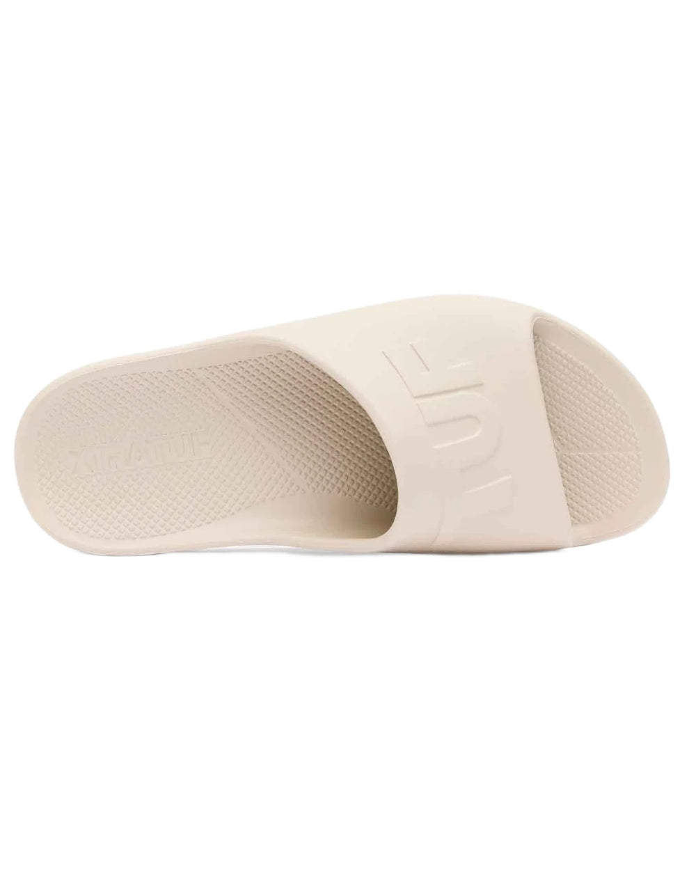 Sand Coloured Xtratuf Womens Apres Fish Sliders on white background