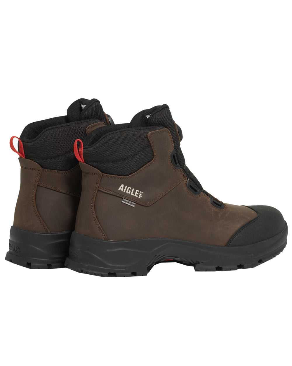 Dark Brown Coloured Aigle Laforse No Lace Boots On A White Background