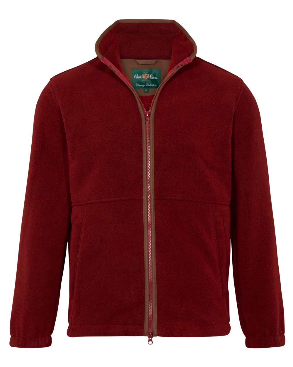 Bloodstone Coloured Alan Paine Aylsham Fleece Jacket On A White Background
