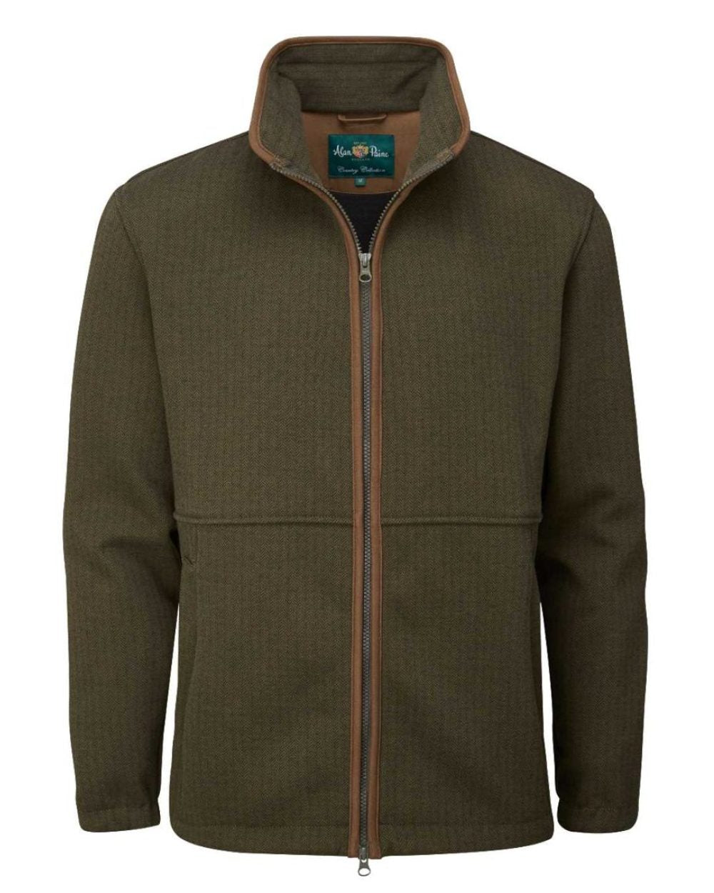 Green Herringbone Coloured Alan Paine Aylsham Fleece Jacket On A White Background
