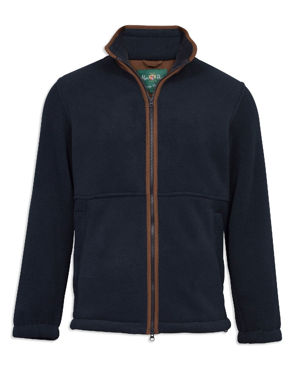 Dark Navy Coloured Alan Paine Aylsham Fleece Jacket On A White Background