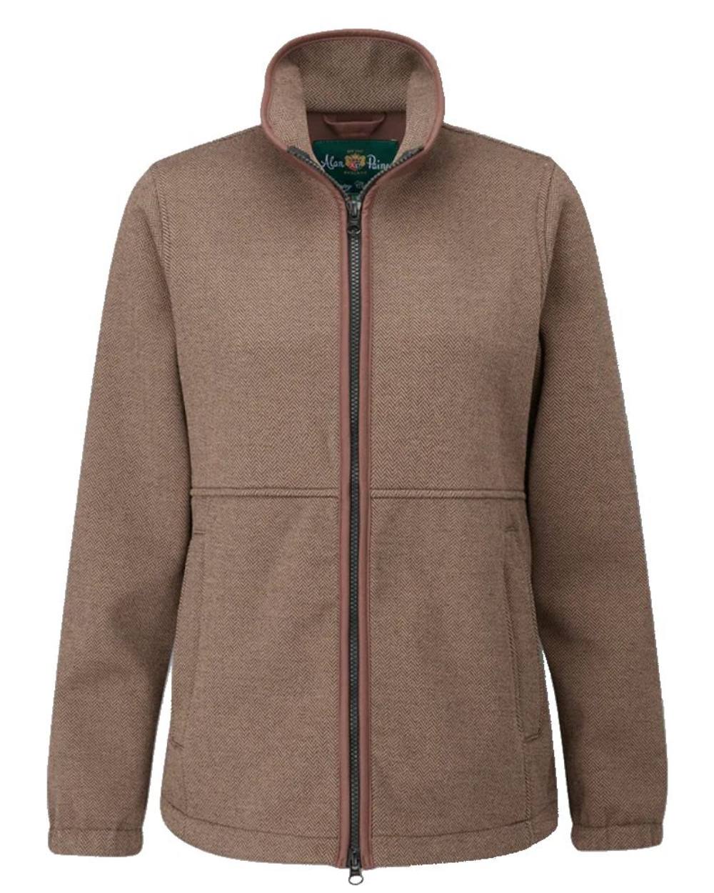 Brown Herringbone Coloured Alan Paine Aylsham Ladies Fleece Jacket On A White Background