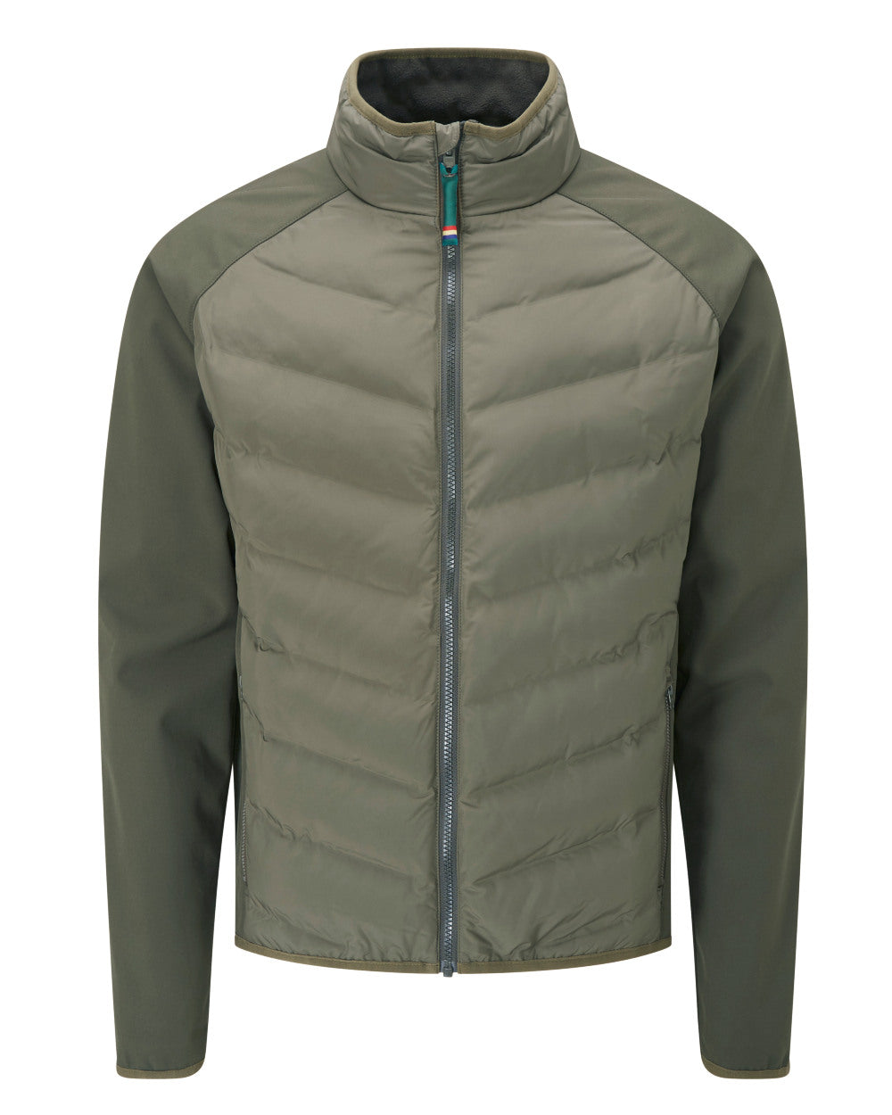 Olive Coloured Alan Paine Mens Calsall Hybrid Jacket On A White Background