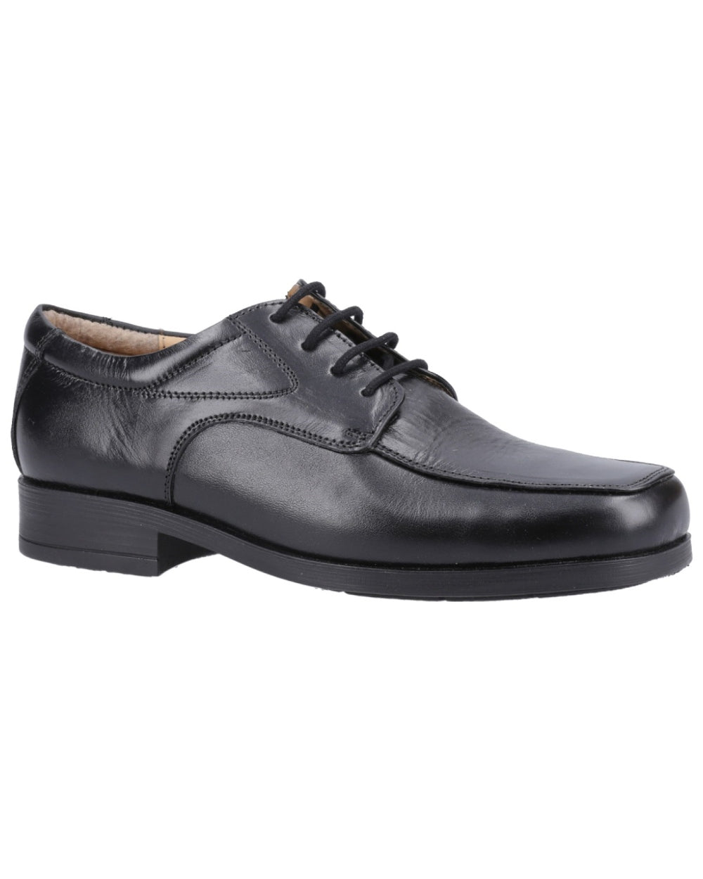 Black coloured Amblers Birmingham Lace Gibson Shoes on a white background