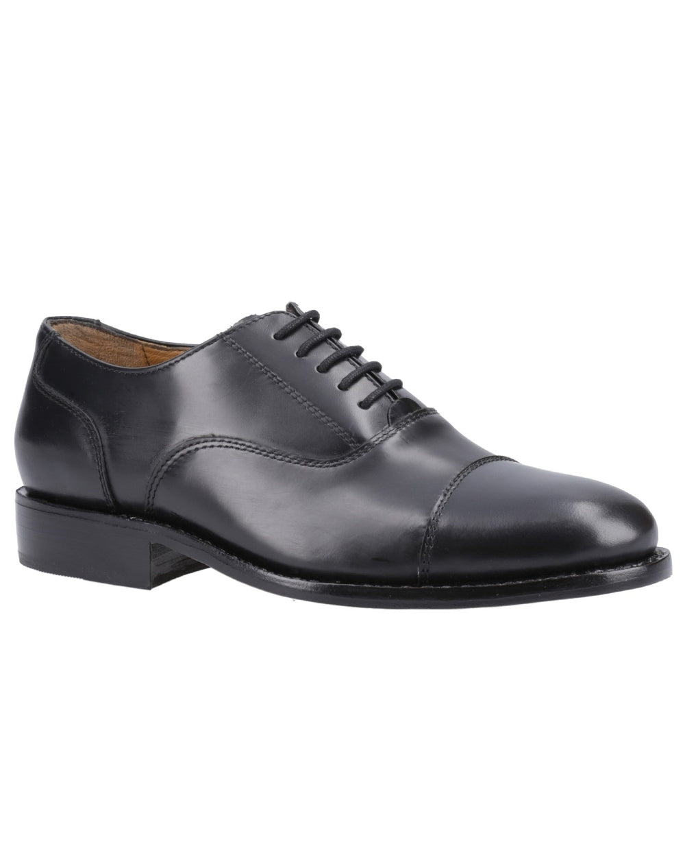 Black Coloured Amblers James Leather Soled Oxford Dress Shoes on a white background