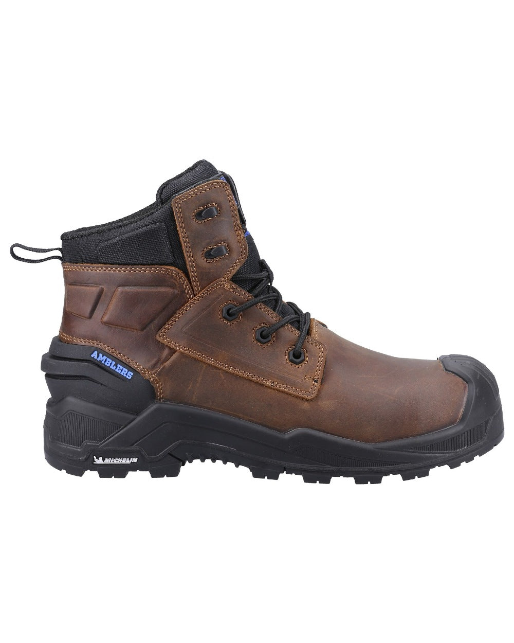 Coloured Brown Amblers Safety 980C Crusader Safety Boot son a white background