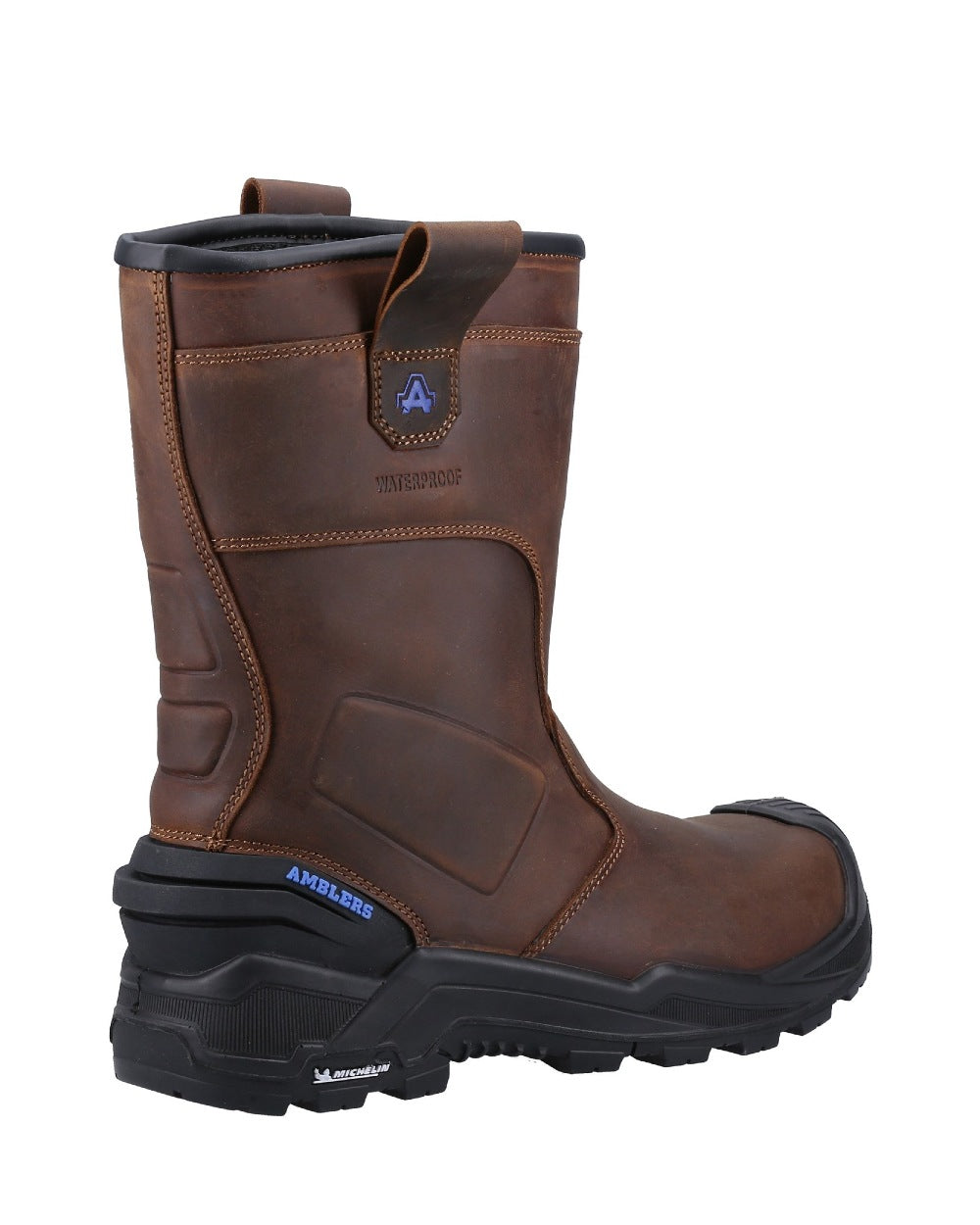 Brown coloured Amblers Safety AS983C Conqueror Waterproof Rigger Boots on white background
