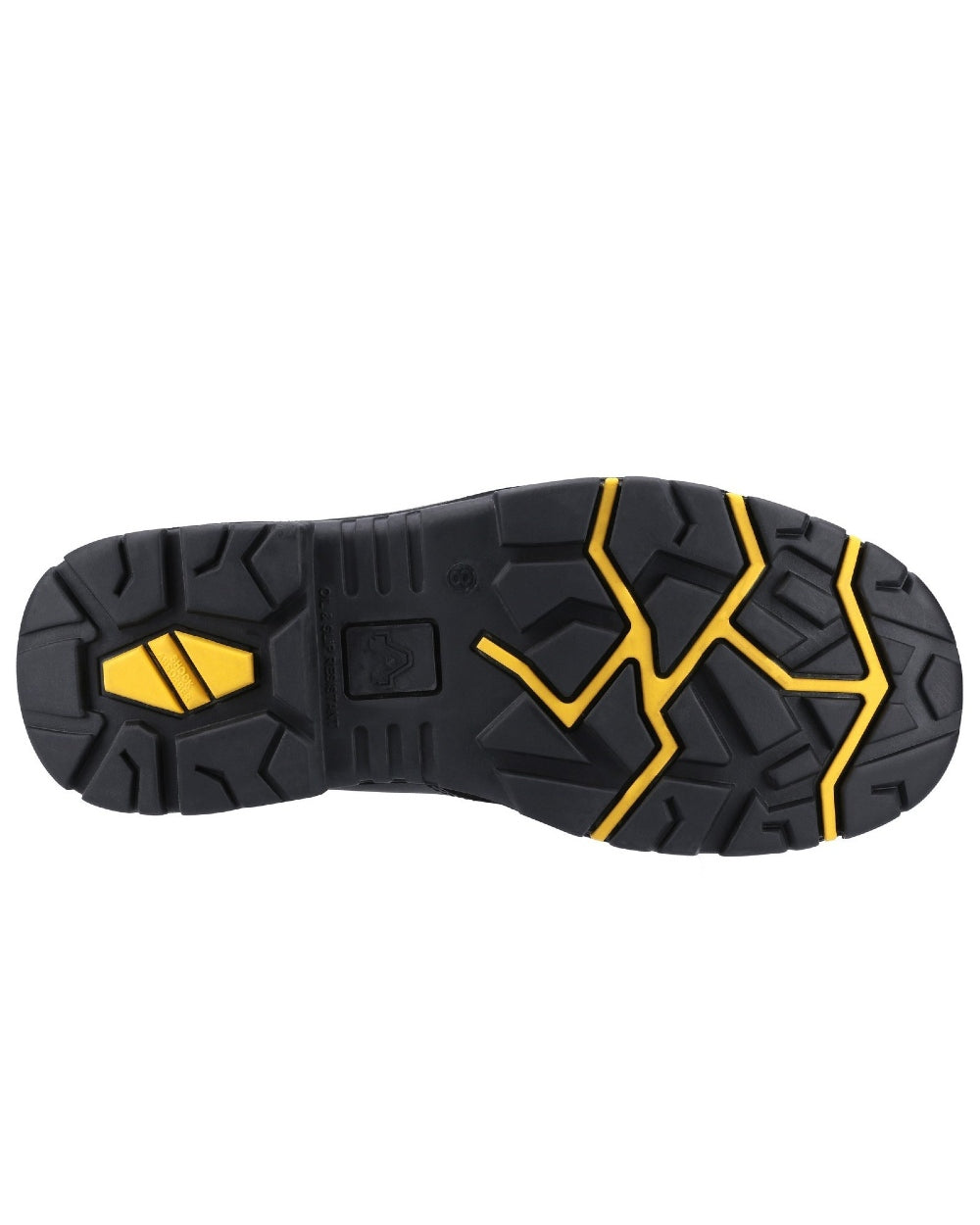 Black Coloured Amblers Safety AS303C Wrekin S3 SRC Waterproof Safety Boots Sole on a white back ground