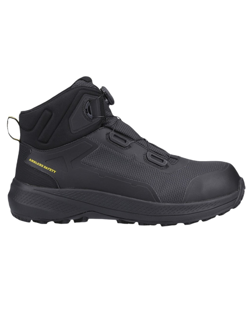 Black Coloured Amblers Safety AS320C Ridgeway Waterproof S7 SR Safety Boots on White Background
