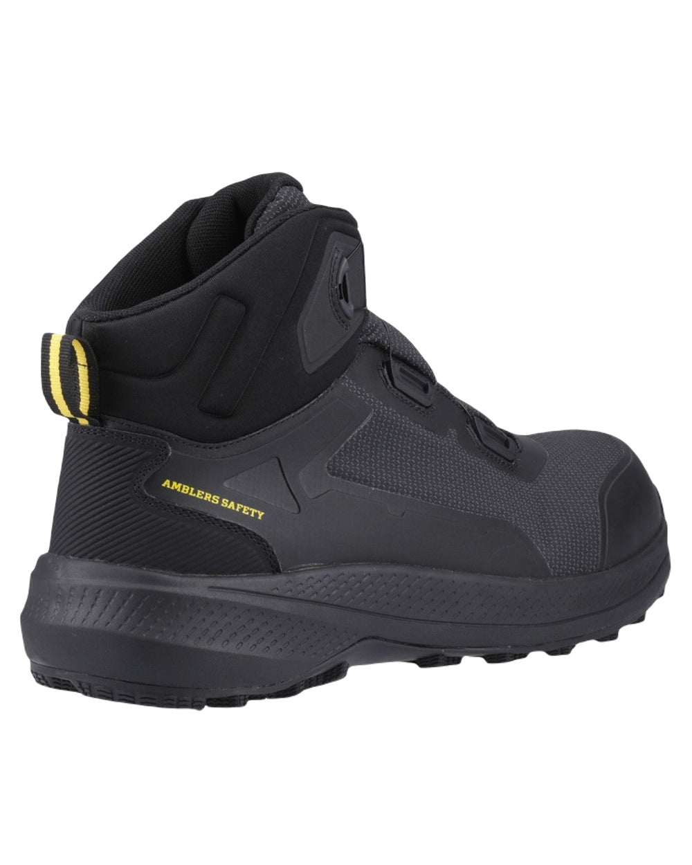 Black Coloured Amblers Safety AS320C Ridgeway Waterproof S7 SR Safety Boots on White Background