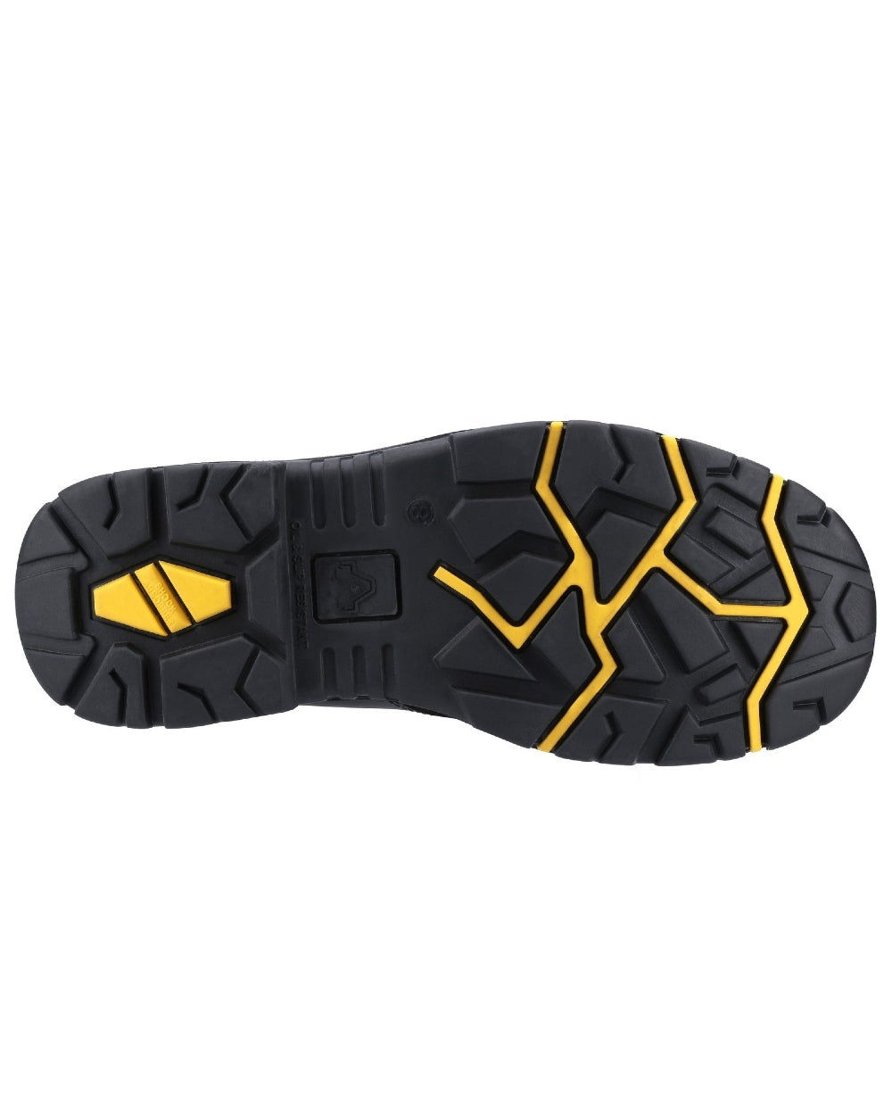 Black Coloured Amblers Safety AS350C Berwyn Hi-Leg Waterproof Safety Boots Sole on a white back ground