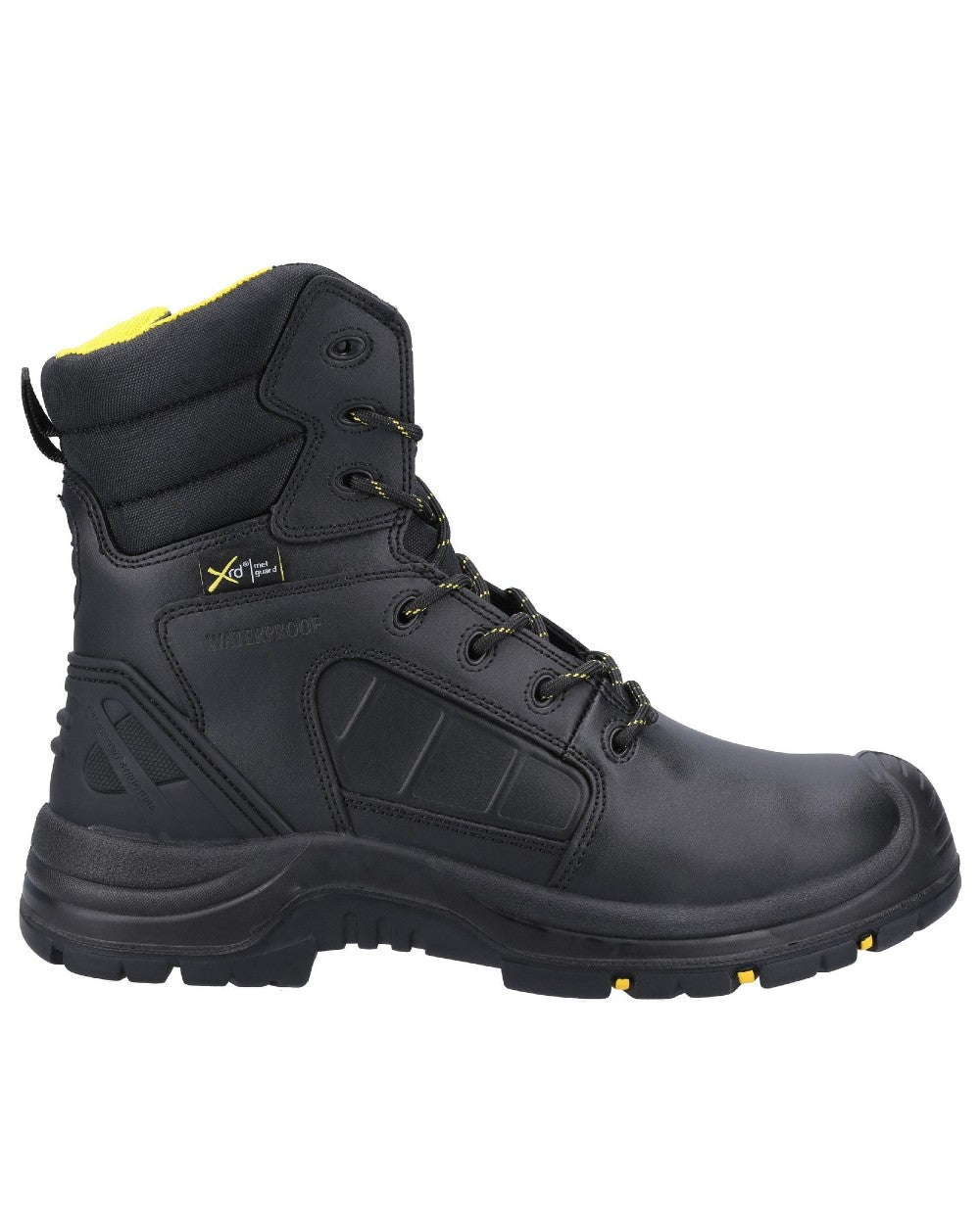 Black Coloured Amblers Safety AS350C Berwyn Hi-Leg Waterproof Safety Boots on a white background