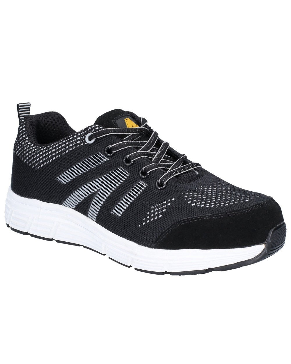 Black Coloured Amblers Safety AS714 BOLT Safety Trainer on a white background