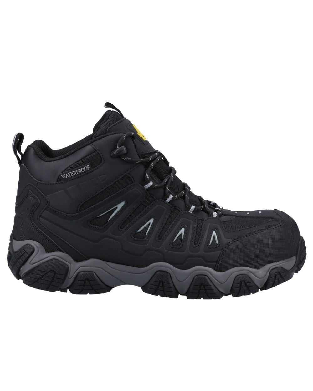 Black coloured Amblers Safety AS801 Rockingham Waterproof Safety Hiker Boots on white background