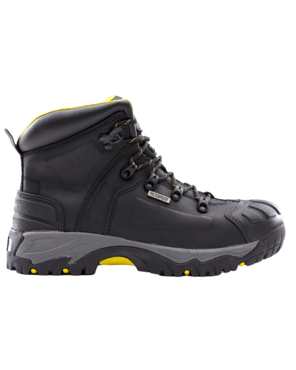 Black Coloured Amblers Safety AS803 Waterproof Wide Fit Safety Boots on a white background